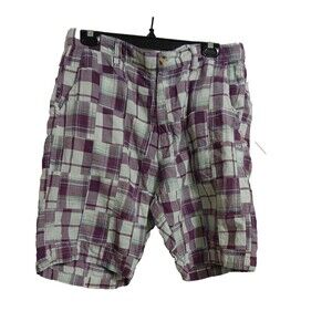 Siegfried Patchwork Shorts Madras Plaid Mens Sz 34 Casual Golf
